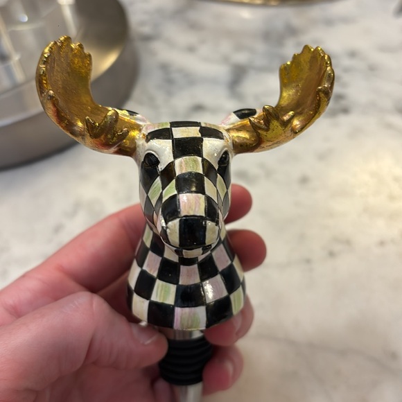 Mackenzie Childs Courtly Check Moose Bottle Stopper - Picture 11 of 14